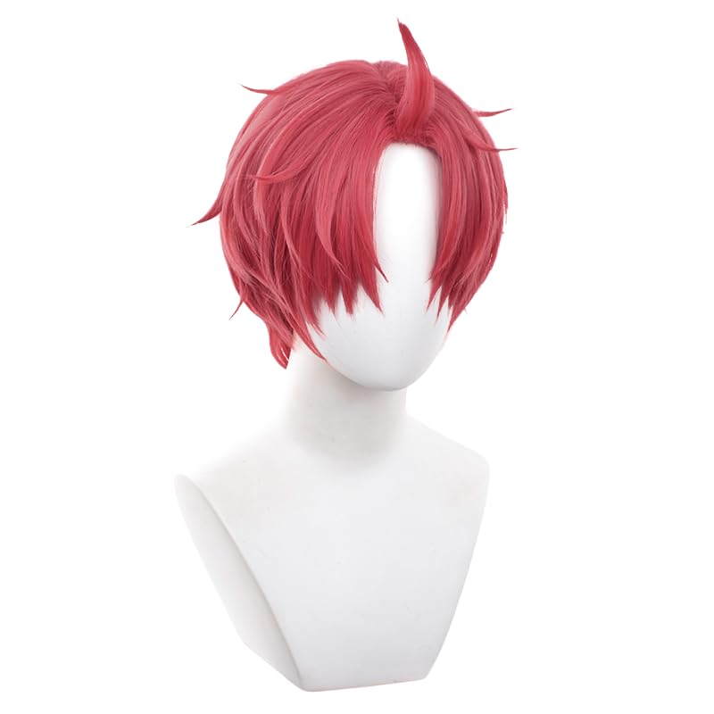 Red Short with Bangs Cosplay Wig Replacement Wig Heat Resistan Synthetic Fiber Hairs for Uniex Adult Cos Halloween Christmas Anime Party - color: Red