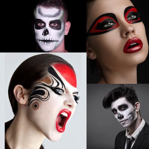 Black Face Paint 30g (1oz) Non-Toxic,Water Activated Face Painting Kit for Kids Adults,SFX Makeup Facepaint Palette for Halloween vampire,Cosplay,Theater Party,Clown Joker Special Effects Costume - color: Black-30g