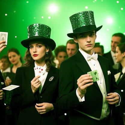 Top Hat for Men Women Adult, Magician Victorian Pilgrim Theatrical Clown Bowler Tailcoat, Cosplay Costume - color: Green