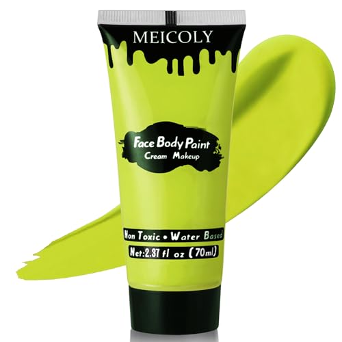 MEICOLY Ogre Green Face Body Paint,2.37OZ Large Tube Water Based Body Paint,Elphaba Green Face Paint,High Pigment Face Paint for Disgust Goblin Demon Halloween SFX Special Effects Cosplay Makeup - color: Ogre Green