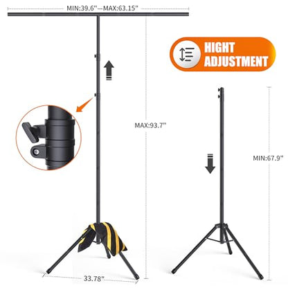 Forlogic Portable T-Shape Backdrop Stand Support Kit 8x5.3ft, Adjustable Photo Green Screen Back Drop Stand for Party, Photography Videography Studio (8×5.3Ft) - size: 8×5.3Ft