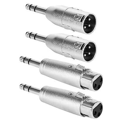 1/4" TRS Male to XLR Adapter 4 Pack - 1 Pair 6.35mm 1/4" to XLR Male/Female Adapters - color: TRS 6.35mm Male to (XLR Male & XLR Female), size: 4 Pack