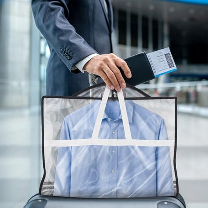 Lazebox 43" Travel Garment Bag with Accessories Zipper Pocket, Heavy Duty Suit Bag for Suits, Tuxedos, Dresses, Coats - size: 43inch-1 pack-Clear