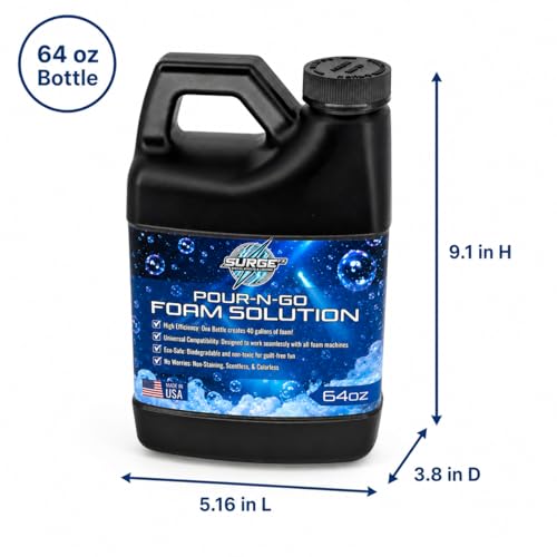 SurgeFX Foam Party Machine Solution – Makes Up to 40 Gallons of Water – Ultra Concentrated, Non-Toxic & Hypoallergenic – Compatible with All Foam Machines for Parties & Events (40 Gallons of water)