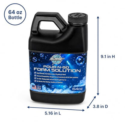 SurgeFX Foam Party Machine Solution – Makes Up to 40 Gallons of Water – Ultra Concentrated, Non-Toxic & Hypoallergenic – Compatible with All Foam Machines for Parties & Events (40 Gallons of water)