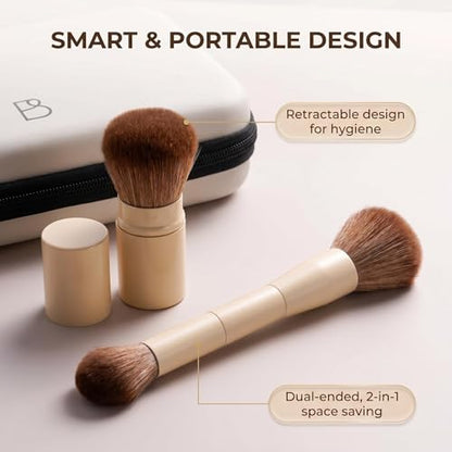 Professional Makeup Brushes BS-MALL With Travel Case - Kabuki Brush Eyeshadow Brush, Concealer Brush, Blush Brush Bronzer & Foundation 20 Pcs, Labeled Daily Use Gift Box Aluminum Ferrules (Beige) - color: Beige