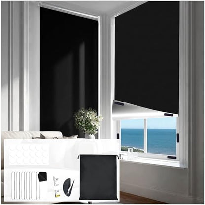 Blackout Window Cover, 118x57 Inch Blackout Curtains for Bedroom, Portable Black Out Shades Blinds No Drill DIY Cuttable Black Out Curtains, for Sloped Roof Windows, Children's Room, Media Room - size: 57"W x 118"H