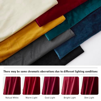 RYB HOME Velvet Curtains 80 inches Long for Living Room Bedroom, Back Tab - color: Ruby Red, size: 52"W x 80"L (Pack of 2)