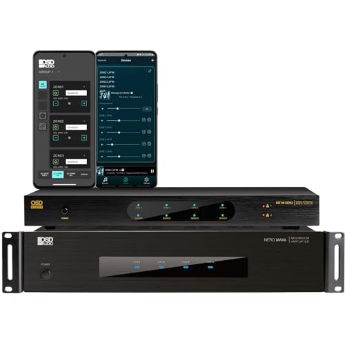 OSD Audio 4 Zone App Controlled Bundle - MAX8 4 Zone 80W/Ch Digital Amplifier w/ SRT4 GEN2 App Control Media Streamer