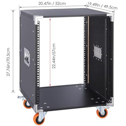 Movable AV Gear Rack 12U 19in Mobile Floor Standing Network Device Storage Cabinet Stand - Audio Stereo Studio DJ Equipment Rack Server IT Data Devices Storage Cabinet with Castors - size: 12U