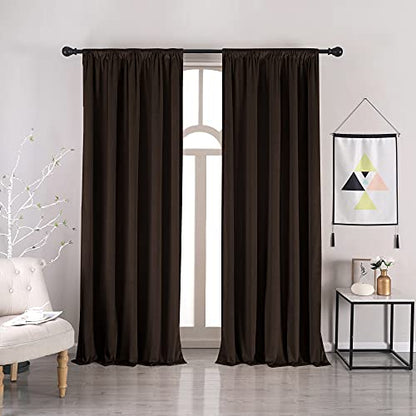 nanbowang Coffee Brown Velvet Curtains - 42 Inches Width 84 Inches Long Soft Curtain Rod Pocket Thermal Insulated Window Treatment for Bedroom 2 Panels - color: Brown, size: 42"W x 84"L (Pack of 2)