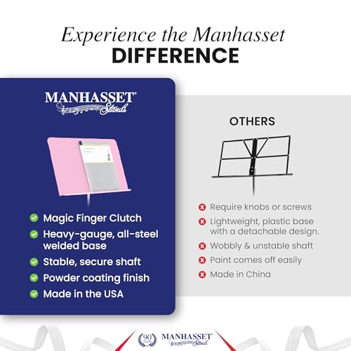 Manhasset 48 Symphony Music Stand for Sheet Music - Matte Pink - color: Pink, Matte, size: Pack of 1