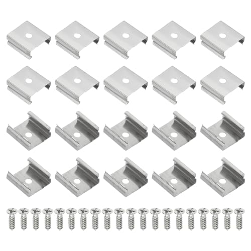 PATIKIL LED Strip Clips, 80pcs Stainless Steel Mounting Brackets Fixing Clip Clamp Support Holder with Screws for 16mm to 17mm LED Strip Lighting Cable - size: 16mm to 17mm