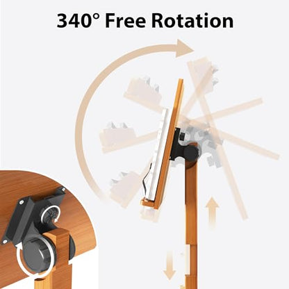 Sheet Music Stands-Bamboo Music Stand for Sheet Music& Desktop Book Stand With Tray Guitar Clip,Wooden Music Stand Portable Height Adjustable 39.37”to 51.2”Folding Holder Guitar Ukulele BassMusic - color: Tray + Guitar Clip+natural