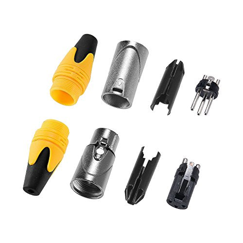 MFL. 3-Pin XLR Cable Connector Male and Female with Nickel Housing and Silver Contacts Mic Cable Plug Connector Audio Socket, Yellow, 4 Pairs - color: Yellow, 4 Pairs