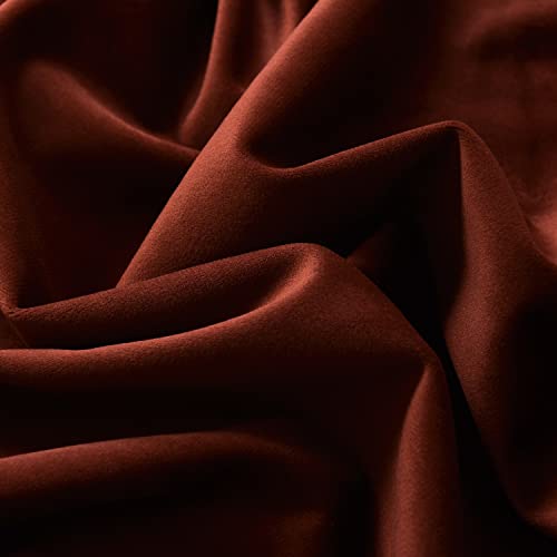 Roslynwood Velvet Burnt Ochre Curtains 63 inch Long - Curtains Block Light Rod Pocket Thermal Insulated Window Curtain Drapes for Living Room/Office/Apartment,Burnt Ochre, W52 x L63, 2 Panels - color: Burnt Ochre, size: 52"W x 63"L (Pack of 2)