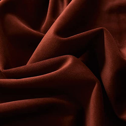 Roslynwood Velvet Burnt Ochre Curtains 63 inch Long - Curtains Block Light Rod Pocket Thermal Insulated Window Curtain Drapes for Living Room/Office/Apartment,Burnt Ochre, W52 x L63, 2 Panels - color: Burnt Ochre, size: 52"W x 63"L (Pack of 2)