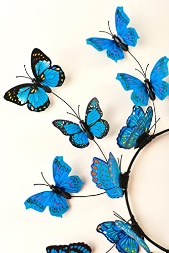 Zivyes Butterfly Fascinator Hats Women Monarch Tea Party Headband Alice in Wonderland Hat Derby Halloween Costume - color: Blue