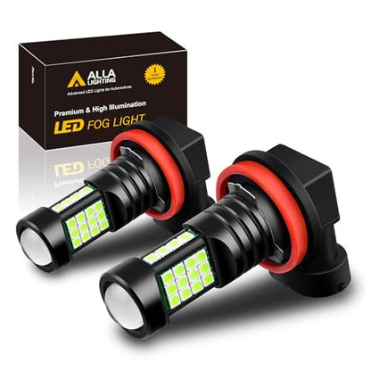 Alla Lighting H8 H11 LED Bulbs, Fog Lights Lamps Replacement 8000K Ice Blue 12V H16 for Cars, Trucks Super Bright 3030 36-SMD 12V Upgrade