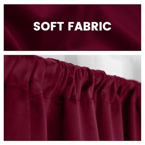 Yakamok Wine Red Room Darkening Velvet Curtains 40x18 Inch Living Room | Luxury soft velvet, 1 panel , for bedroom small windows, window drapes rod pocket,light blocking,Thermal Insulated - color: Wine Red, size: 40"W x 18"L (Pack of 1)