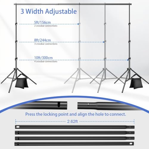 EMART Photo Backdrop Stand, 8.5x10ft Back Drop Stand for Party, Photography | Banner Holder with 6Clamps&Clips, 2Sandbags,Square Backdrop Stand for Wedding, Baby Shower, Events Dectoration, Exhibition - size: 8.5x10ft
