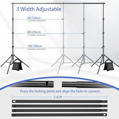 EMART Photo Backdrop Stand, 8.5x10ft Back Drop Stand for Party, Photography | Banner Holder with 6Clamps&Clips, 2Sandbags,Square Backdrop Stand for Wedding, Baby Shower, Events Dectoration, Exhibition - size: 8.5x10ft