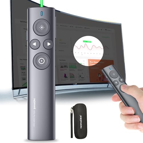 Norwii N95s Presentation Clicker for PowerPoint with Digital Laser Pointer - color: Green - USB-A