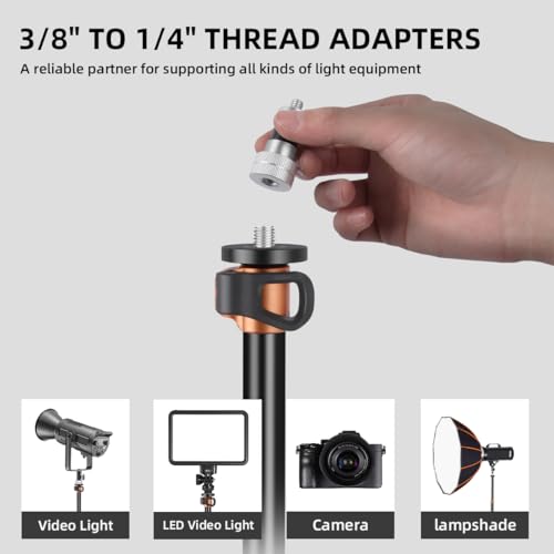 Light Stand with Flip Locks 81in/206cm - 49cm Folded Compact Aluminum Stand, Detachable Center Column, 5kg Capacity, Fits LED Video Lights & Camera Tripod