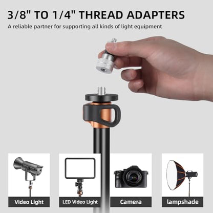 Light Stand with Flip Locks 81in/206cm - 49cm Folded Compact Aluminum Stand, Detachable Center Column, 5kg Capacity, Fits LED Video Lights & Camera Tripod