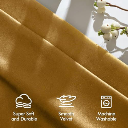 MIULEE Gold Velvet Curtains 84 Inch Long 2 Panels, W40 x L84 | Luxury Super Soft, Thermal Insulated, Room Darkening Drapes, Rod Pocket Design, Window Curtains for Bedroom Living Room - color: Gold, size: 40"W x 84"L (Pack of 2)