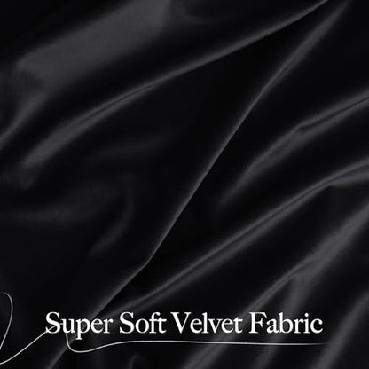 NICETOWN Black Velvet Valance Curtains for Windows 18 inch Length, Kitchen Window Treatment Room Darkening, W42 x L18, 1 Panel - color: Black Series - Black, size: 42"W x 18"L (Pack of 1)