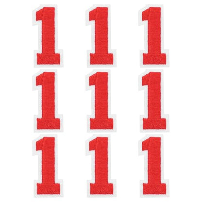 MECCANIXITY Iron on Number Patches 2" Number 1 Iron on Embroidered Patch Sew on Letter Stickers Applique for Repairing Clothing Jeans Shoes Hats DIY(Red, Pack of 9) - style: Number 1