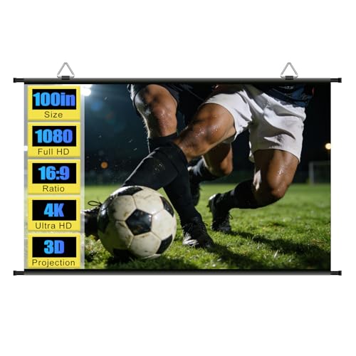 100 inch Projector Screen, ALR Projection Screen for Indoor Outdoor | Anti light, Anti glare, Hanging, Portable, 16:9, 4K, 3D, Backyard, Moive Night, Camping, Theater, Outside - color: Gray screen