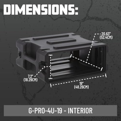 Gator Cases Pro Series 4U Rack Case, Standard 19" Depth (G-PRO-4U-19) | Made in the USA Molded Hard Shell Front & Rear Threaded Rack Rails Side Carry Handles - size: 4U Rack Space, style: Standard - 19" Deep