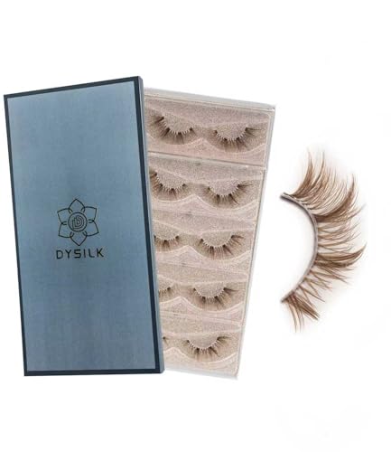 DYSILK Naked Brown Strip Lashes - 8-16mm Wispy Spiky Manga Brown-02 - color: 5 Pairs- Brown-02