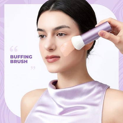 Jessup Large Foundation Brush, Dense Ultra-Soft Kabuki Makeup Brush AS004 | Cruelty-free, High-Density Synthetic Fibers, Liquid, Cream & Powder, Blush & Contour, Seamless Blending, Even Natural Finish - color: AC-Purple