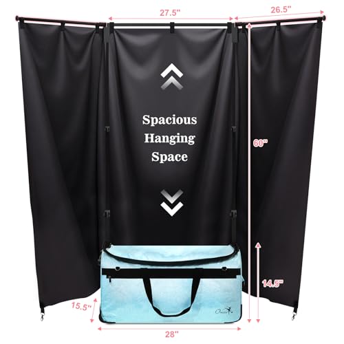 Dance Bag with Garment Rack and Curtain, 28" Dance Competition Duffle Bag | Glitter Waterproof Fabric | Portable Dance Changing Room Suitcase for Dancers, Athletes and Cheerleaders - color: 28" Glitter Blue