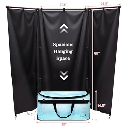 Dance Bag with Garment Rack and Curtain, 28" Rolling Dance Competition Duffle Bag with Garment Rack | Mobile Changing Station Dance Suitcase for Dancer Athlete Livestreamer Cheerleader Cosplayer - color: 28in Glitter Blue