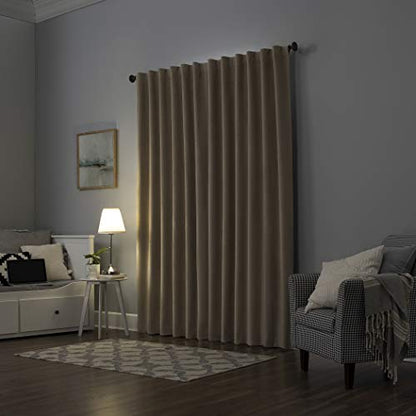Sun Zero Hampshire Velvet Noise Reducing Thermal Extreme 100% Total Blackout Back Tab/Rod Pocket Curtain Panel, Ecru Off-White, 50"W x 84"L (1 Panel) - color: Ecru Off-white, size: 50"W x 84"L (Pack of 1)