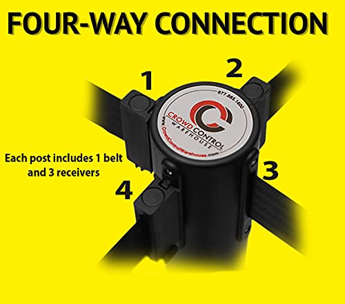 Crowd Control Warehouse RBB-150 Retractable Belt Barriers, 16 Ft, Set of 2 | CCW Series Stanchions with Red Authorized Access Only White-letter Belts, Yellow Steel Posts, Portable and Easy to Assemble