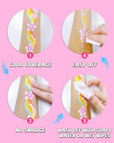 Anka Bella 60gm Water Activated Split Cake Face Paint,Professional Washable Non Toxic Face Painting Kit for Kids & Adults,Gift for Halloween Birthday Parties/Carnival - color: 6 Bright Color Paint