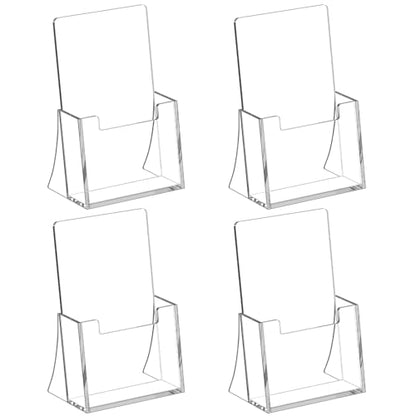 Acrylic Brochure Holder 4 Inch, 4 Pack, 4''x6'' Flyer Holder Display Stands | Clear, Plastic Pamphlet Holder, Flyers, Literature, Magazines, Booklets, Journals, Desk Holder, Office, Countertop Organizer - size: 4" x 6"