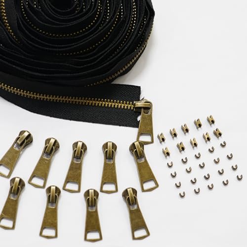 #5 Black Copper Teeth Zipper by the Yard 5 Yard Kit (Black/Copper Teeth) - color: Black/Copper Teeth
