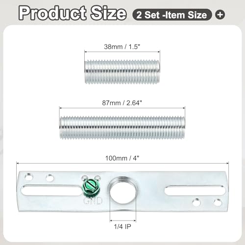 2 Set 4" Universal Light Fixture Cross Bar Kit 1/4 IP Bronze | Center Ceiling Light Plate Mounting Hardware Repair Set - color: Bronze