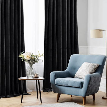 StangH Black Blackout Living Room Curtains 105 inches, 2 Panels - color: Neutral Series - Black, size: 52"W x 105"L (Pack of 2)