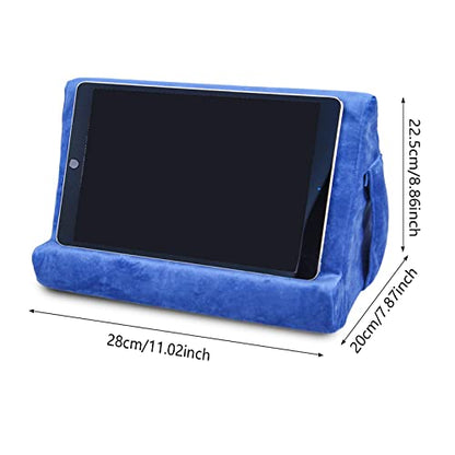 2pcs Multi-Angle Tablet Holder Cushion Stand with Net Pocket & Black Color Phone Stands Upgraded Tablet Pad Support for Phone,Pad,Books (Blue) - color: Blue