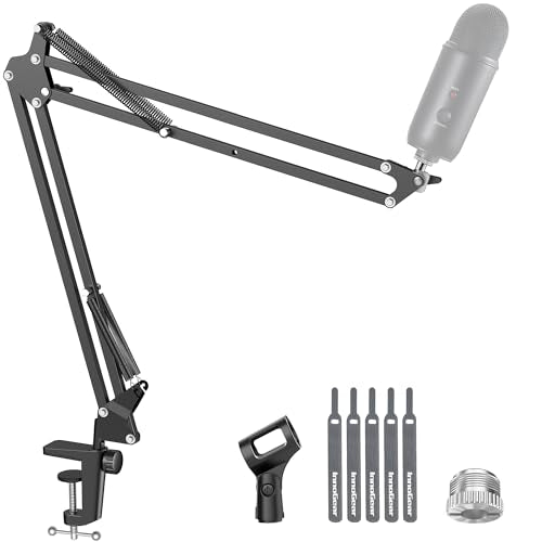 InnoGear Extended Boom Arm Microphone Mic Stand for Podcast Singing, Black - color: Black, style: Extended Mic Arm