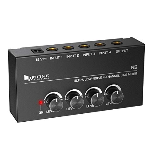 FIFINE N5 Ultra Low-Noise 4 Channel Stereo Mini Line Audio Recording Mixers