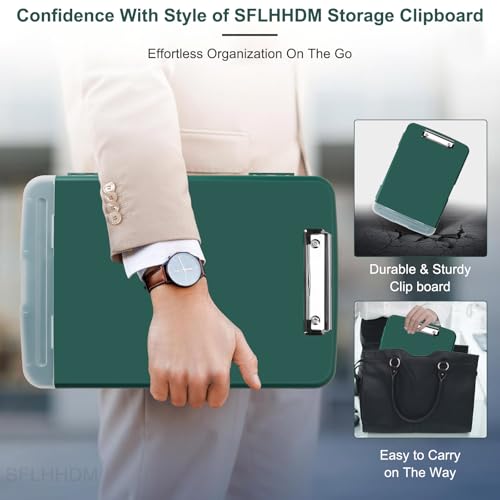 Clipboard with Storage, A4 Binder Nursing Clipboards with Pen Holder, Heavy Duty Storage Clipboards with Low Profile Clip, Clipboard Folder Side-Opening, Smooth Writing Clip Board (Emerald) - color: Emerald