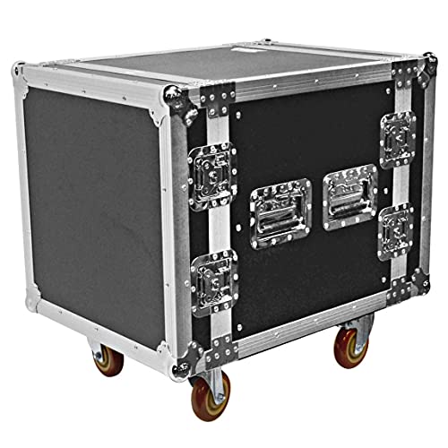 Seismic Audio Speakers Heavy Duty 10 Space ATA Rack Case with 4 Inch Casters, Pro Audio DJ Rack, 10U Server Network Case